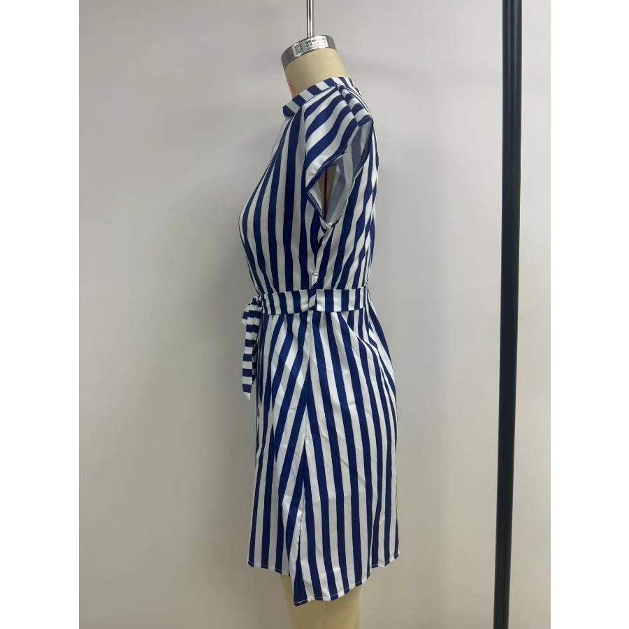 Spring Summer Women's Sleeveless Striped Lace Up Casual Dresses