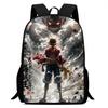 One Piece Mochila Escolar 15-Inch Large Capacity Durable Lightweight Adjustable Cartoon School Backpack Unisex For Kids Age 6-10
