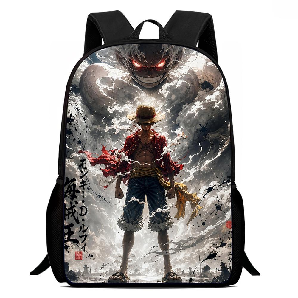 One Piece Mochila Escolar 15-Inch Large Capacity Durable Lightweight Adjustable Cartoon School Backpack Unisex For Kids Age 6-10