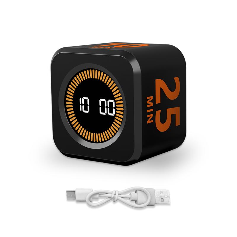 Cubic Visual Timer 99 Minutes Positive/Countdown Silent Timer Type-C Gravity Sensor Digital Alarm Timer for Cooking Study Shower
