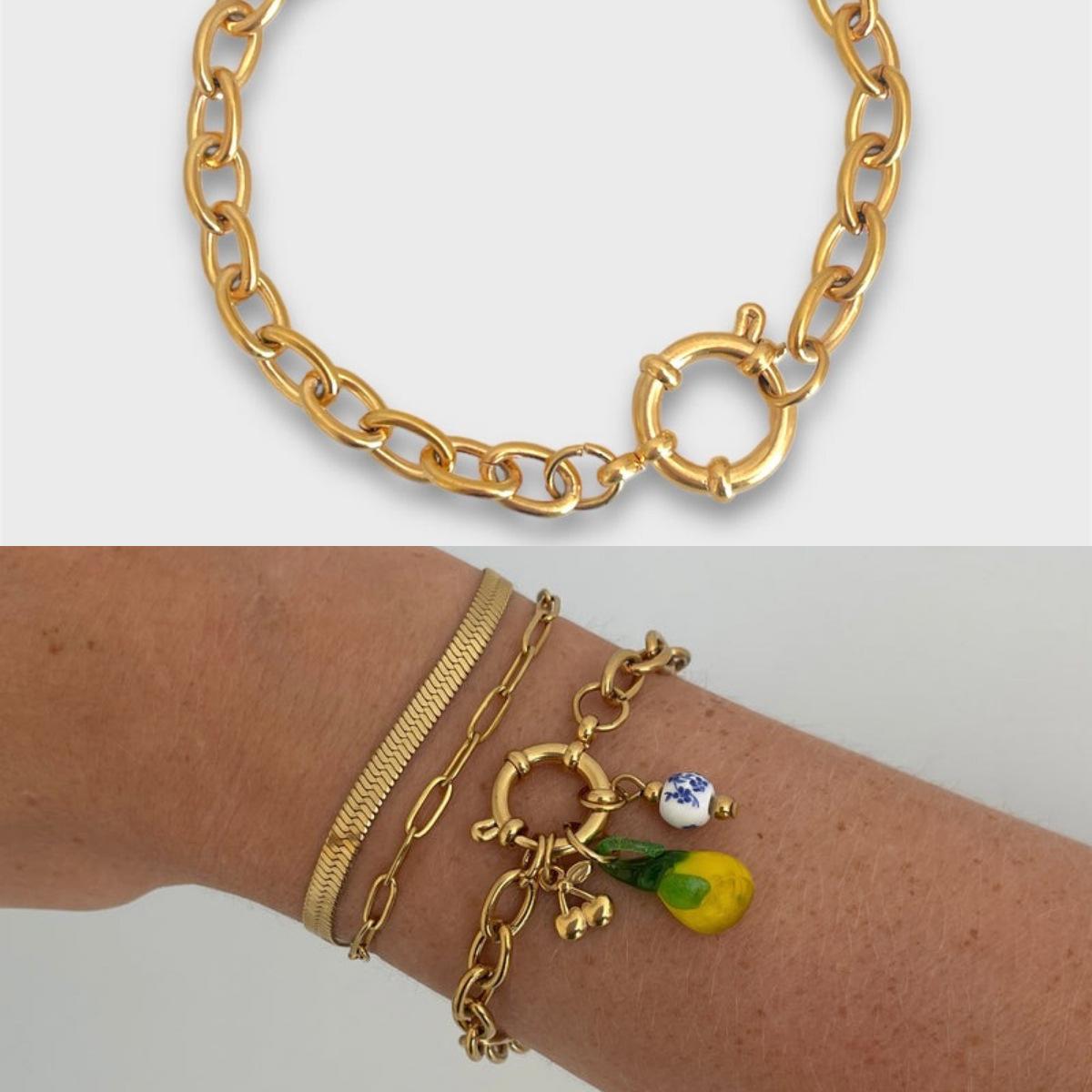 

Diy Removable Sailor Buckle Bracelet, Vacuum Plating Basic Bracelet In Titanium Steel Furnace