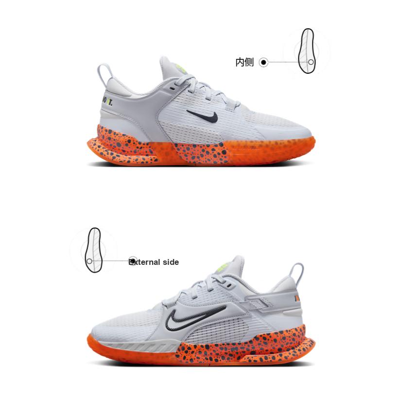 Nike Crosscourt Series Electric Fashion Durable Breathable Non-Slip Low-Top Kids Basketball Shoes Kids Sneaker Gray Orange FV3474-001