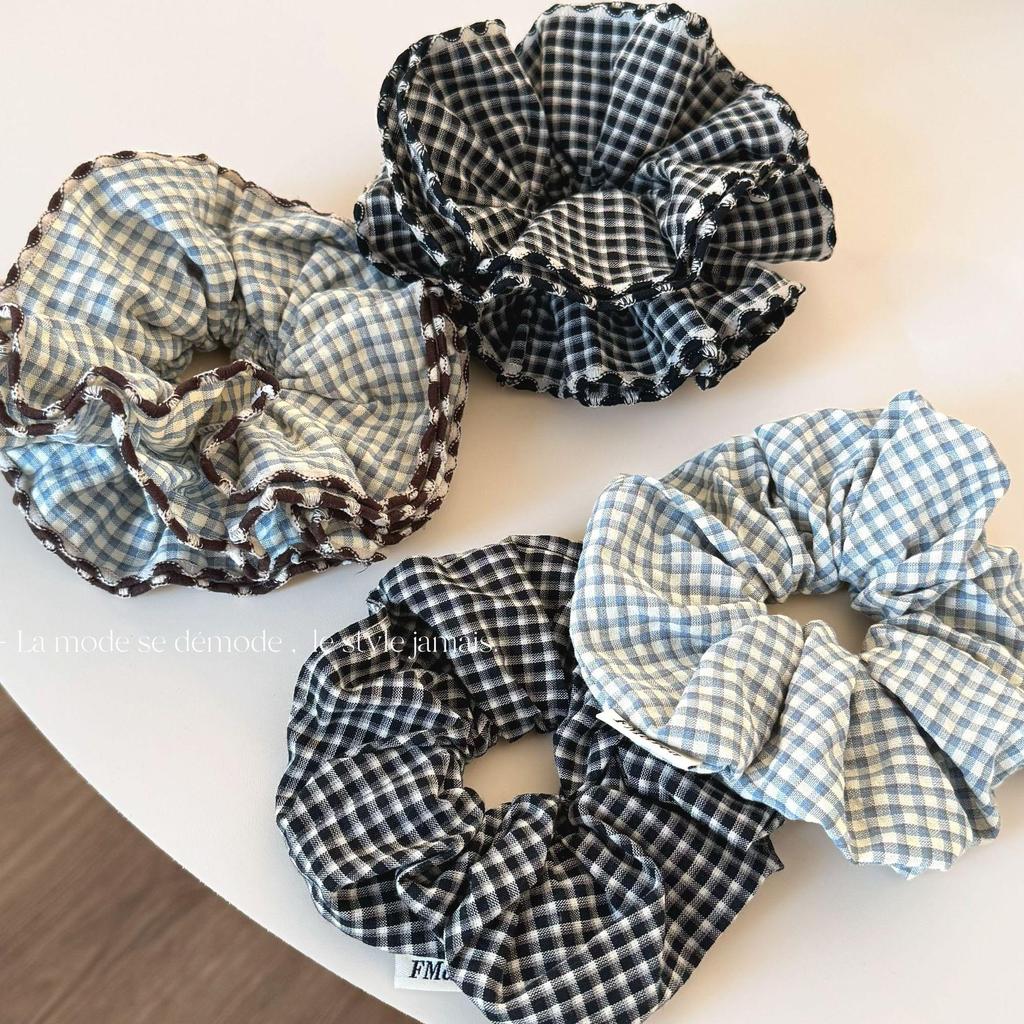 Korean Plaid Slim Waist Large Intestine Hair Tie for Women & Girls - High-End Feel Hair Accessory