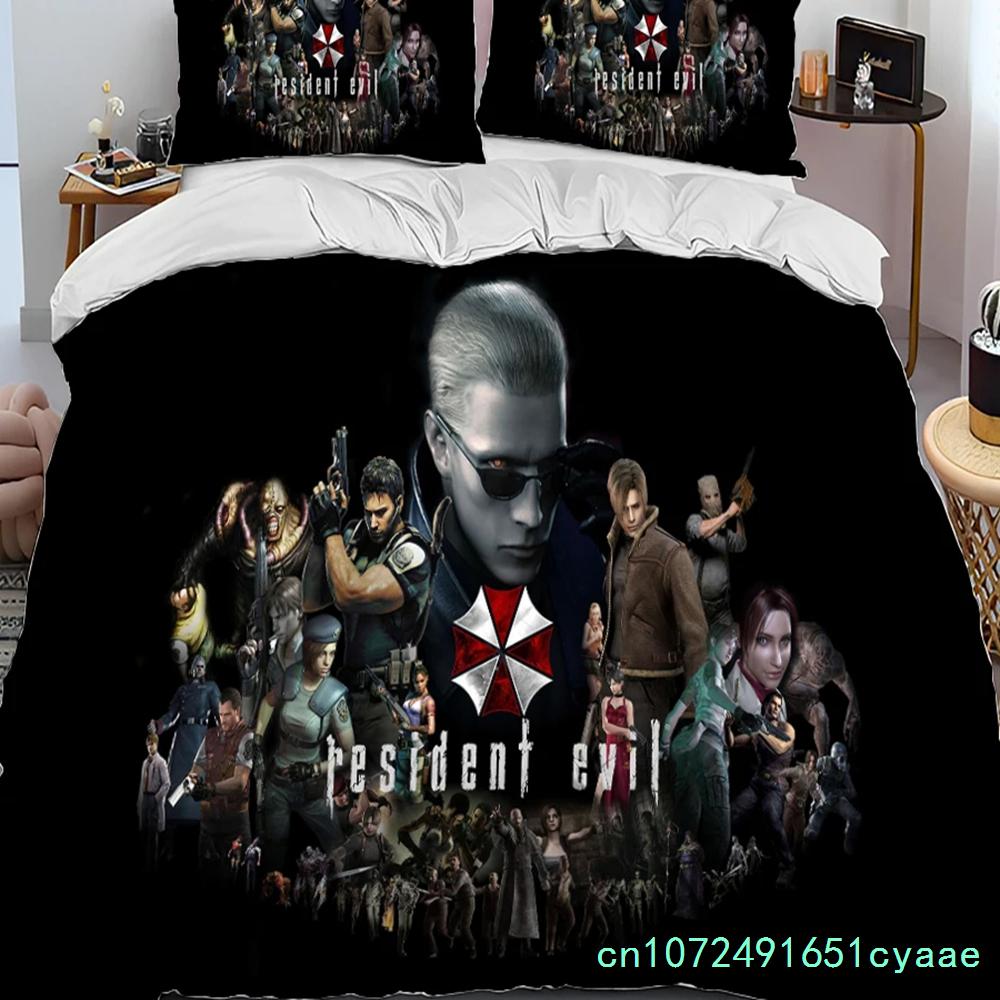 3D R-Resident Evil Oyunları Oyuncu Yorgan Yatak Takımı,Nevresim Yatak Seti Yorgan Kılıfı Yastık Kılıfı,King Queen Boy Yatak Takımı Erkek Çocuklar