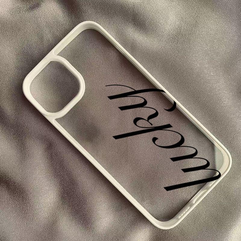 Lucky Cursive Letter Phone Case for iPhone 16 17 Pro Max 15 Pro 14 Plus 13 12 11 7 8 Plus SE 2022 Shockproof Cover