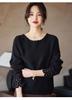 Early Autumn 100% Pure Wool Crochet Knitwear: Elegant Hollow Loose Long Sleeve Slimming Base Layer