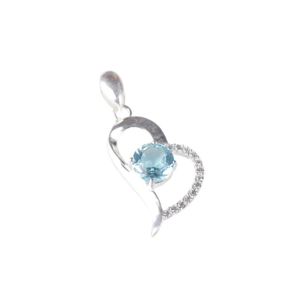 Sky Blue Topaz Gemstone 925 Sterling Silver Jewelry Zircon Pendant 1.37" For Her CZP-5-2