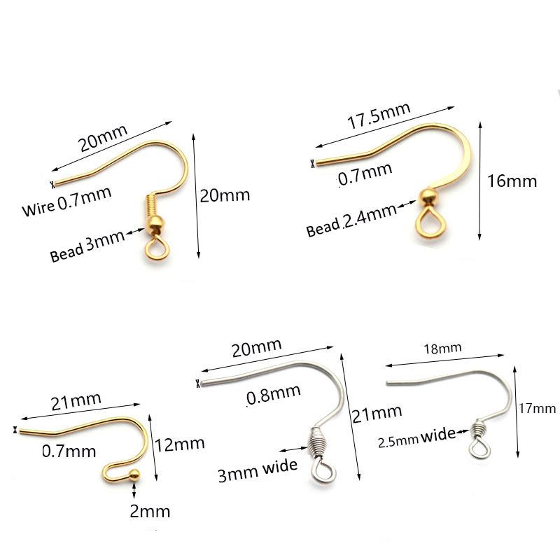 50pcs Stainless Steel Earwire Earrings Hooks Base for Earrings Ear Jewelry Making DIY Findings Accessories Wholesale Supplies