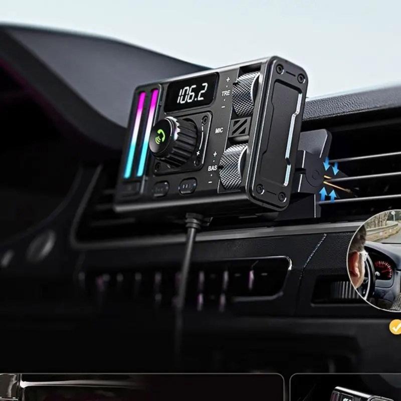 Wireless Bluetooth-compatible FM Radio Adapter Music Player FM Transmitter with Handsfree Calling USB Ports Charging