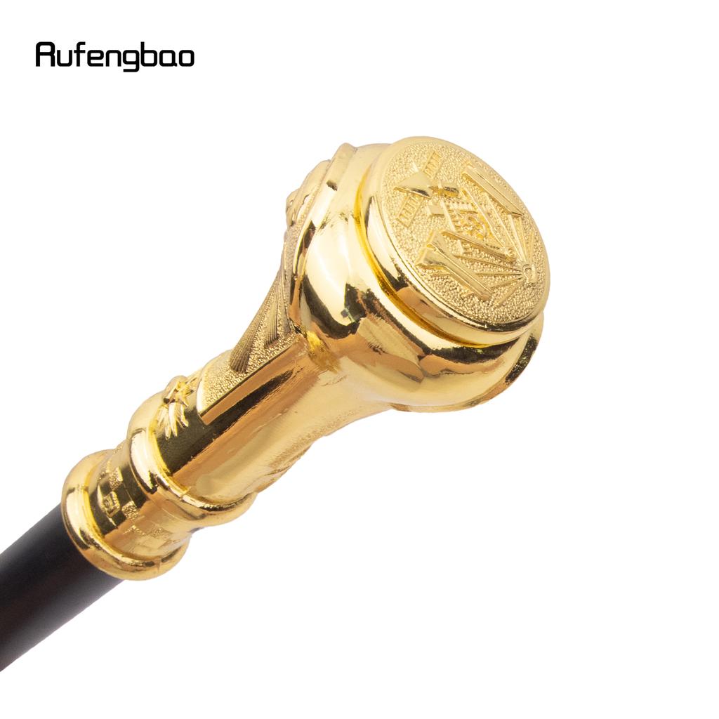 Golden Freemasonry Freemasons VG Totem Relief Walking Cane Fashion Walking Stick Gentleman Crosier Knob Walking Stick 93cm