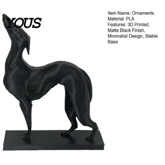 Modern Pet Decor 3D Printed Greyhound Statue, Matte Black Minimalist Dog Sculpture, Lifelike Light Luxury Home Figure, Statues for Office Decor, Gifts