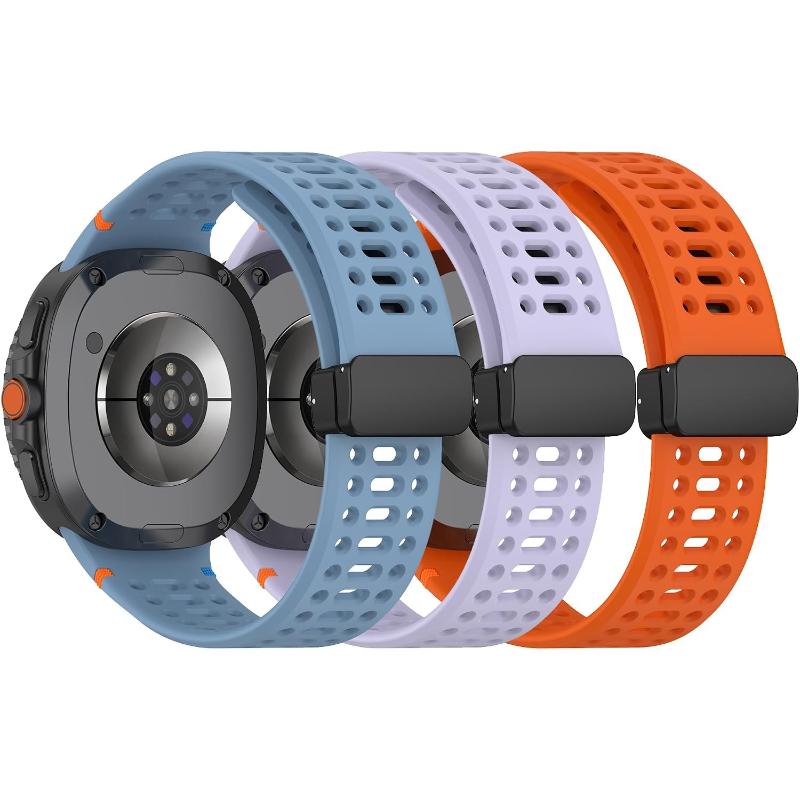 Silicone Sport Replacement Straps For Samsung Galaxy Watch 8 Classic / Watch 8 40mm 44mm, Magnetic Folding Clasp ,3-Piece