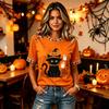 Women's fashion V-neck casual Halloween printed short-sleeved top