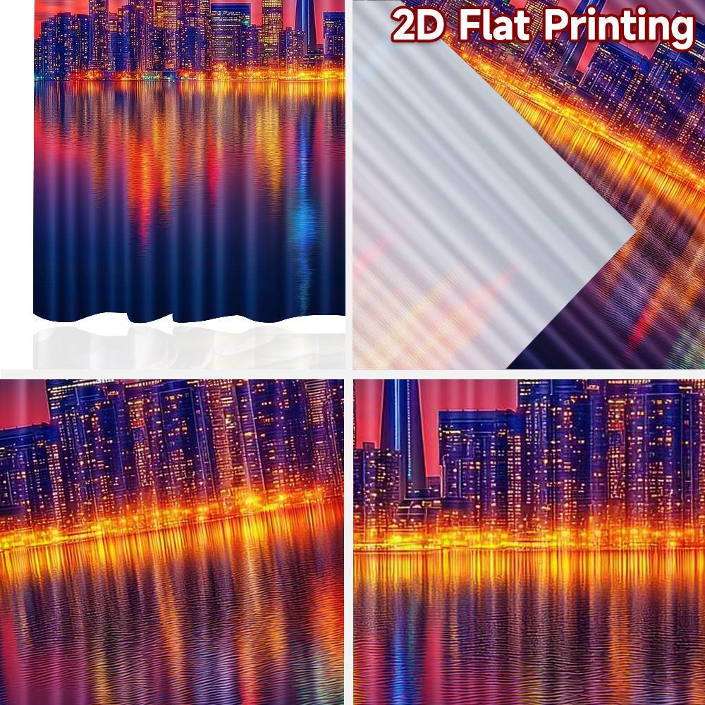 2D flat Photography Backdrop Tapestry City Skyline at Sunset 100% Polyester Festive Backdrops Perfect for Suitable for