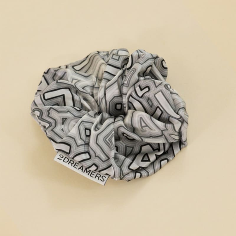 2DREAMERS Letter Maze Black Silk Scrunchie