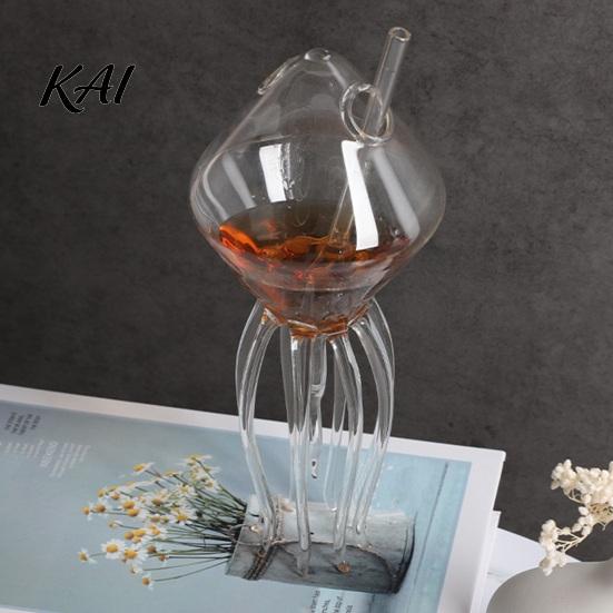 Stylish Stemmed Glass Octopus Tentacle Wine Goblets, Jellyfish Shape Cocktail Glass, Artistic Stemware for Multi-functional Wine, Cool Bar Decor,