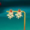 Colorful Crystal Zircon Snowman Dangle Earrings Cute Christmas Tree Snowflake Bow Studs For Women Holiday Party Gifts