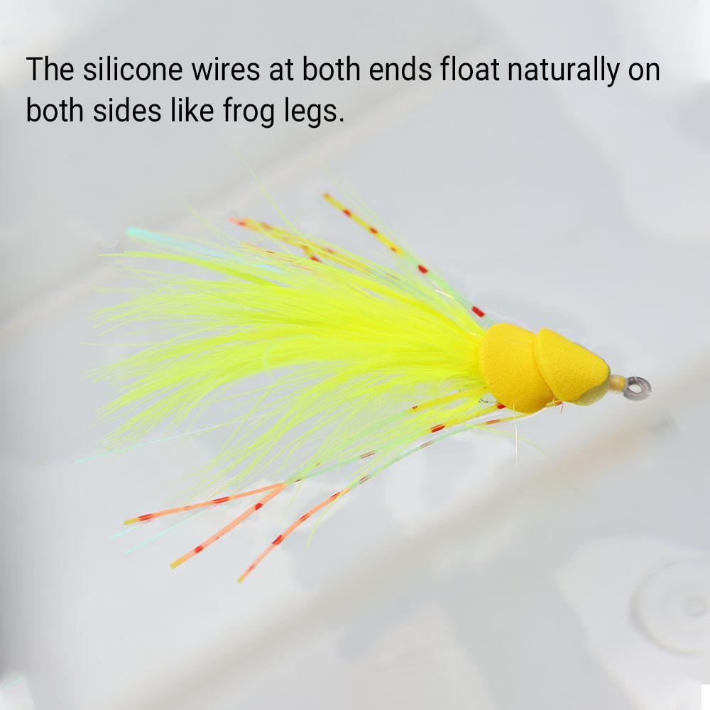 4PCS Topwater Frog Fly Lure Weedless Bass Pike Snakehead Fishing Bait, Realistic Rubber Legs Surface Popper for Freshwater Fly Fishing