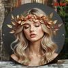 Vintage Round Floral Metal Wall Art Nordic Gold Portrait Home Decor
