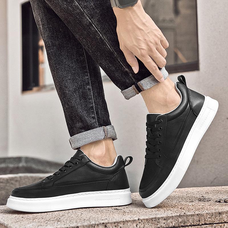 Fashion New Lace Up Man Sneakers Simple Skateboard Footwear Leisure Walk Tenis Masculino School Shoes  Genuine Leather Mens Casual Shoes