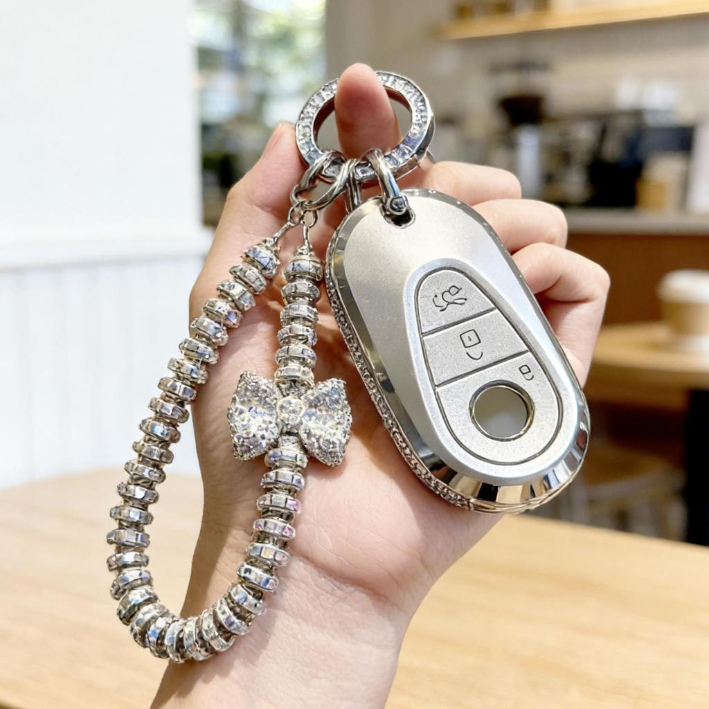 [ Diamanti laterali di alta gamma ] Portachiavi rosa per Mercedes Benz Regali di Natale per Mercedes Benz Classe W223 W206 S350L S400L S