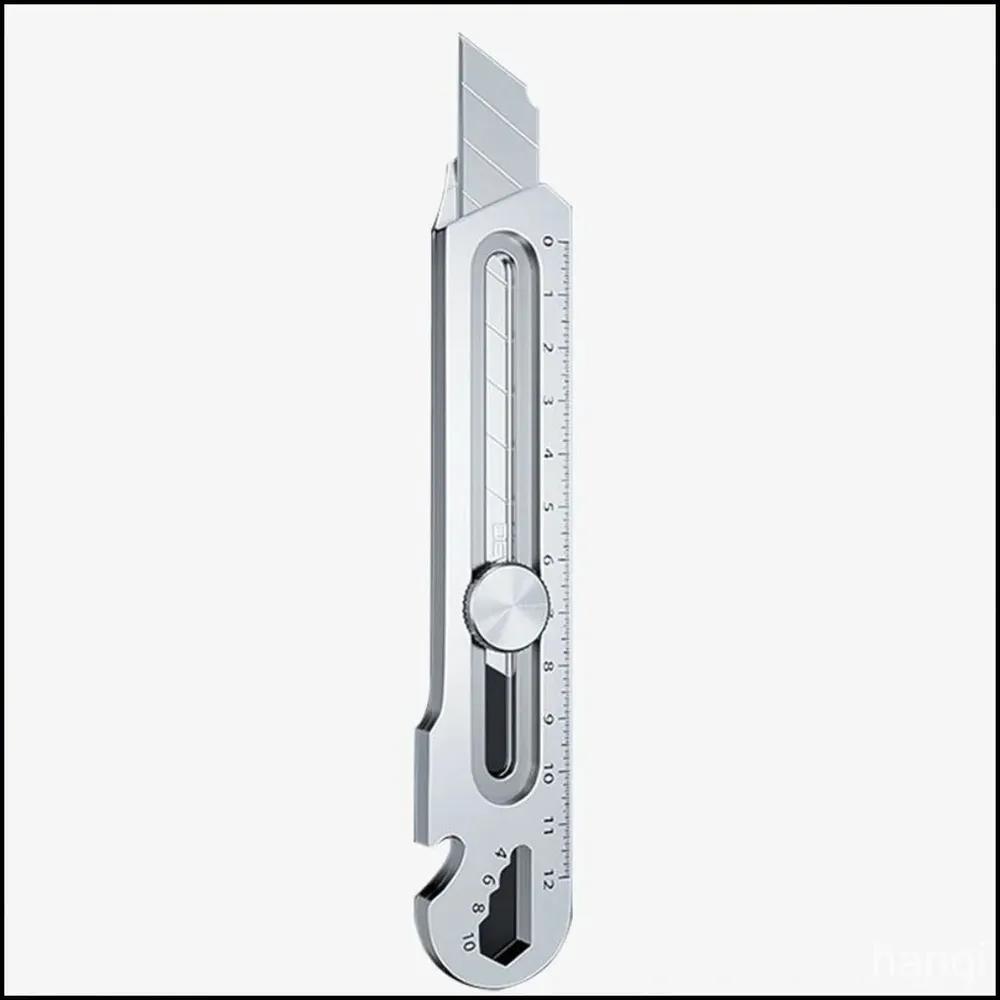 Knife stationery construction, multifunctional 6 in 1 Stainless steel Material, blade 18 mm