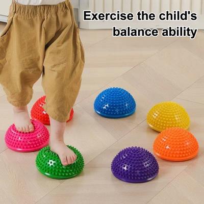 Balance Ball Anti-Slip Thickened Base Hemispheric Massage Design Sensory Development Non-turning Balance Trainer Preschool Balance Activity Toy