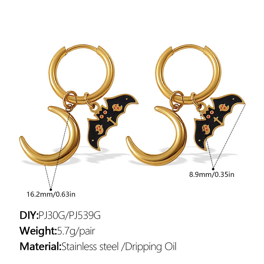 European & American Christmas Pumpkin Pendant Earrings: 18K Gold-Plated Stainless Steel, Versatile Drip Oil Design for Women