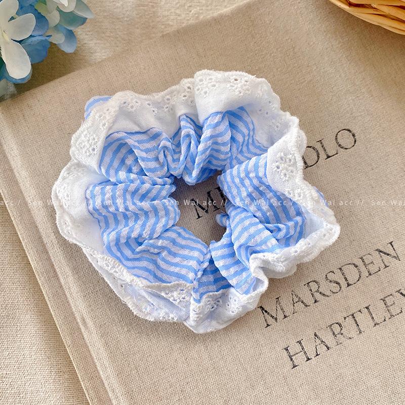 Blue and White Striped Large Intestine Hair Band Women's Hair Durable Headband Small Fresh Personalized Hair Accessories