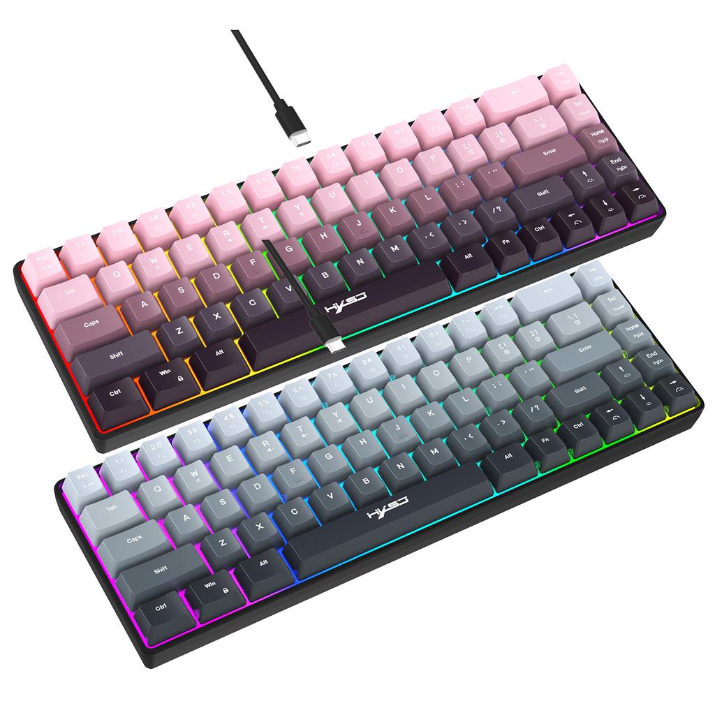 68 Key Gradient Wired Film Keyboard 25 Key Conflict Free Dual Color Injection Molded Keycaps RGB Backlight