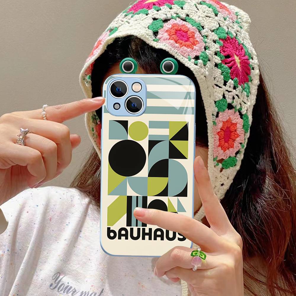 Abstract B-Bauhaus Geometric Art For IPhone 14 13 12 Mini 11 Pro XS Max X XR 14 Plus Tempered Glass Cover