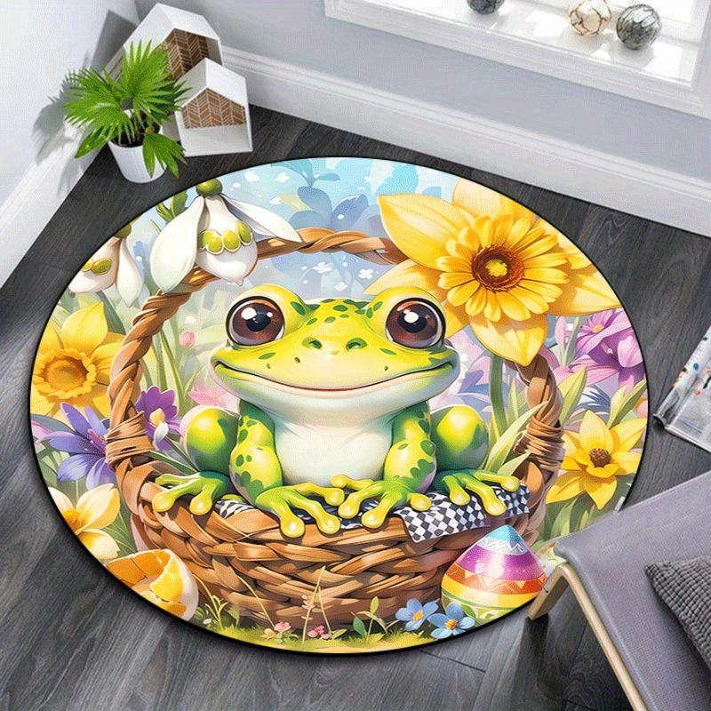 

1pc Soft, Absorbent & Non Slip Cute frog Round Rug Soft Circle Rug for Living Room & Bedroom Decor, Chair Mats, and Unforgettable Home Gifts 80cm by 80cm