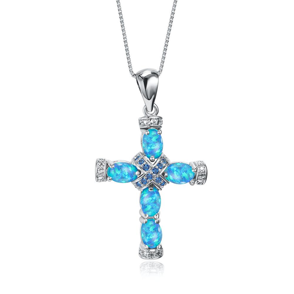 European and American Style Pendant with Cross and Diamond Necklace Exquisite