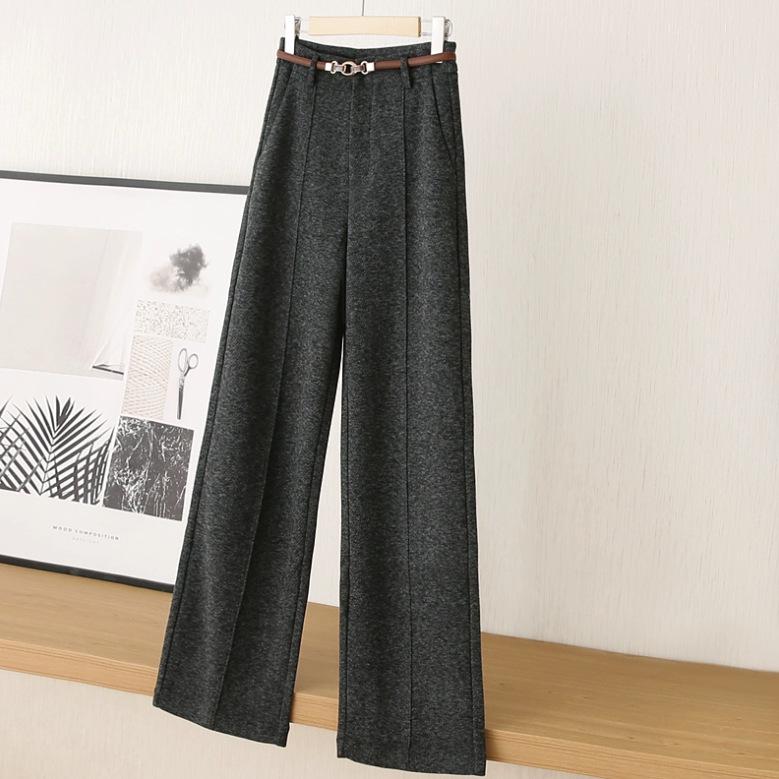 Women's Straight Leg Wool Flannel Trousers: Thick, Warm, and Comfortable for Autumn and Winter.