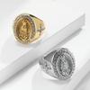 Jewelry Virgin Mary Cross Diamond Stainless Steel Ring Ring Plated 18K Gold Jewelry