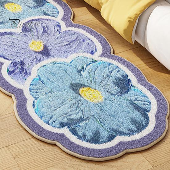 Anti-slip Bathroom Mat Faux Cashmere Flower Area Rug Non-slip Washable Absorbent Plush Floral Bath Floor Home Living Room Bedroom Decoration