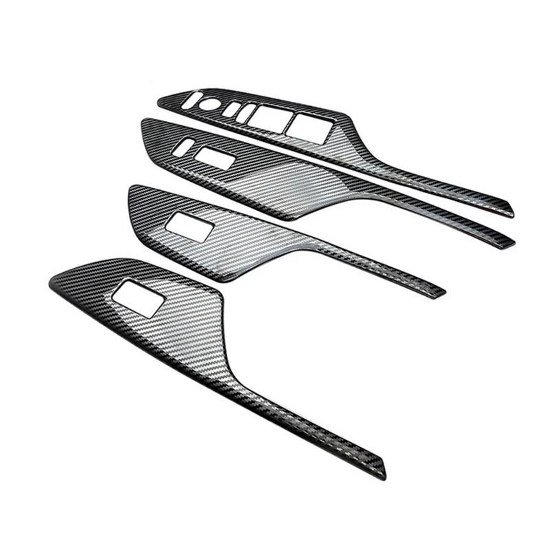 4 Stück für Honda Civic 2016–2020 Autofensterschalter-Abdeckung, Verkleidung, Carbon-Look, Aufkleber, Auto-Innenausstattung