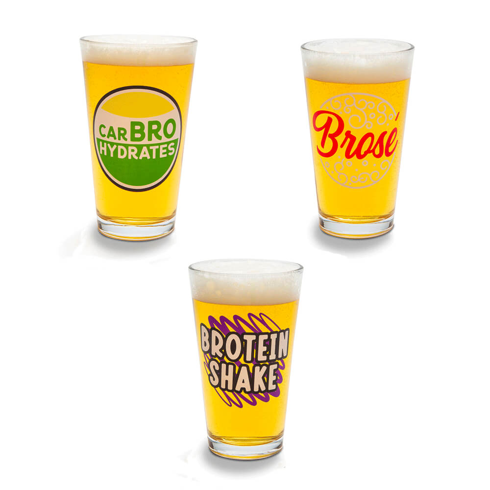 Bicchiere da birra BigMouth Beer Bro (Set di 3)