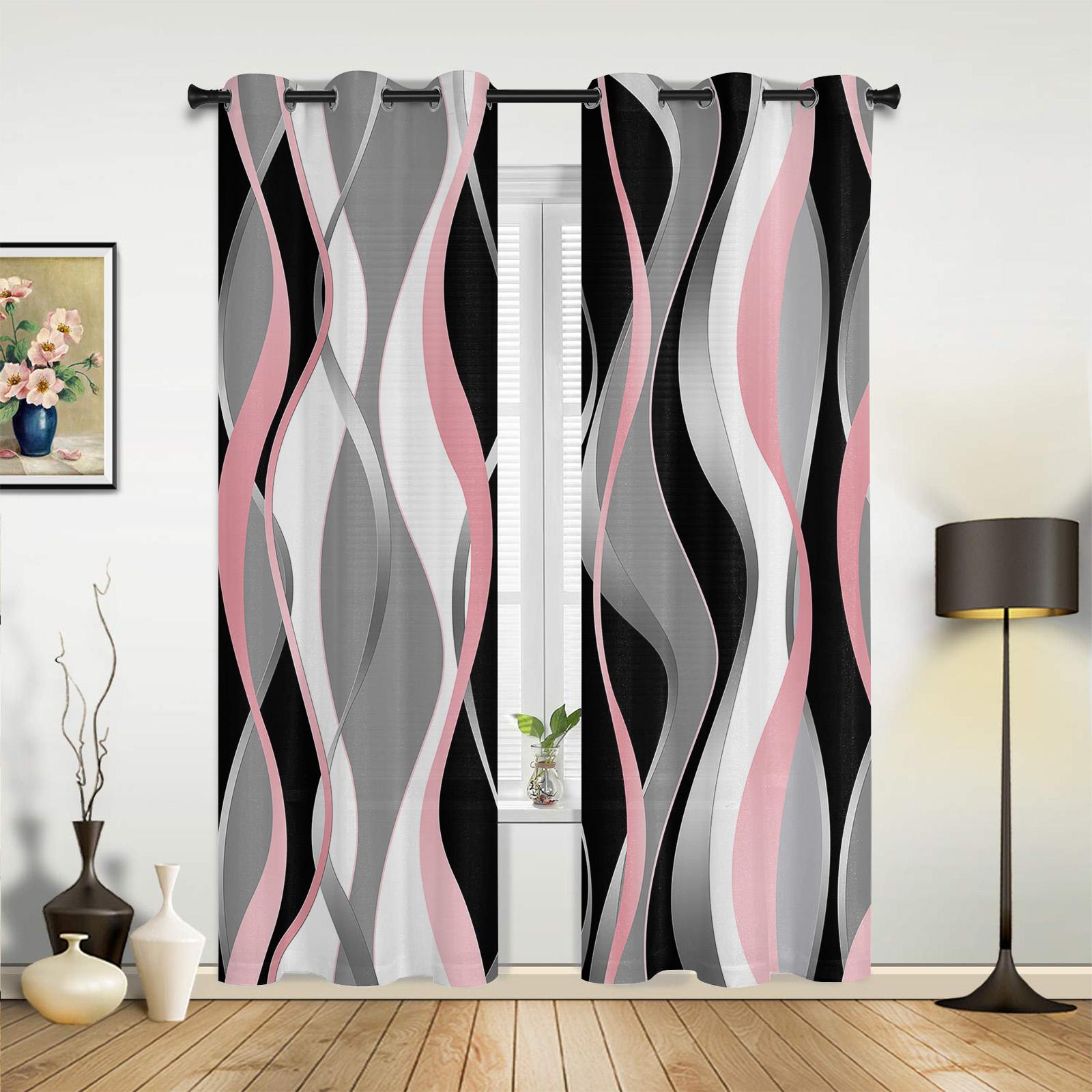 

Розовые серые градиентные шторы для спальни, гостиной, шторы для кухни, детской комнаты, занавески для окна, современный домашний декор 135W x 60H(cm) x1
