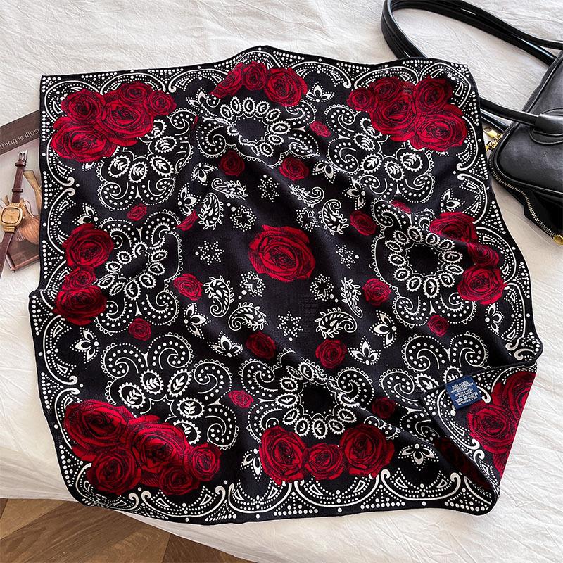 Elegant temperament silk wool scarf women's 2025 autumn and winter warm new silk wool silk scarf high quality silk wool square scarf