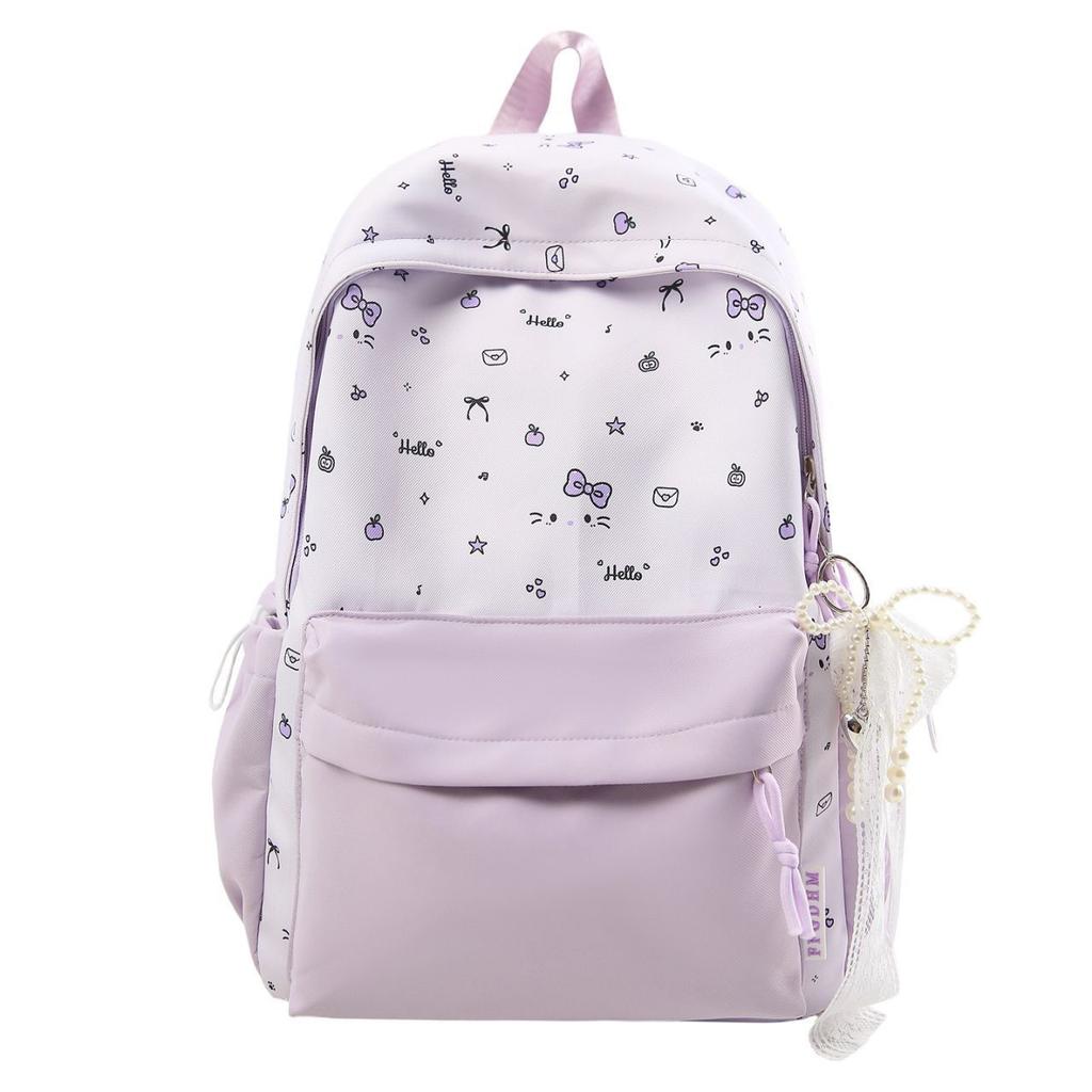 Schoolbag Korean version ins Cartoon Hello Kitty Backpack Women's Large Capacity Cute Doodle Student School Bag Sweet Versatile Backpack