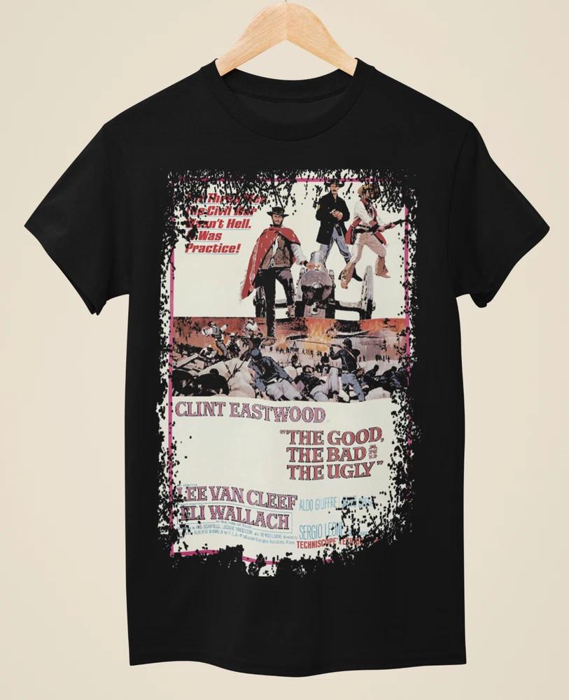 The Good The Bad The Ugly Western Movie Poster Inspired Unisex Black Tshirt S