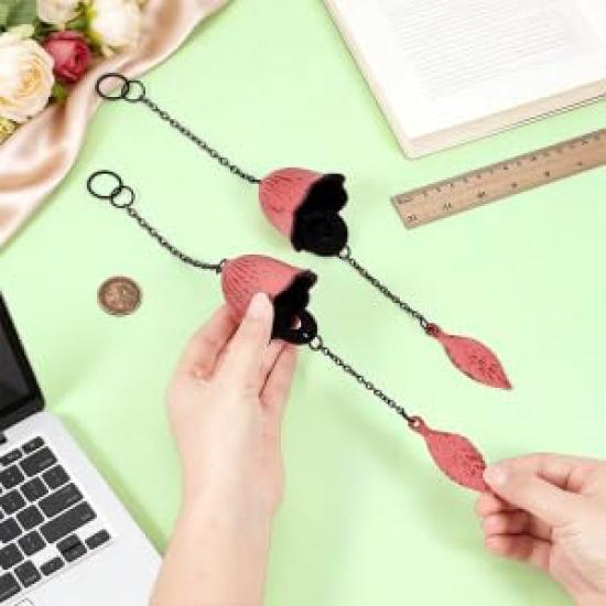 BENECREAT Cast Iron Wind Japanese Style Flower Traditional Soothing Summer Window Roof Car Interior Gift 2-Piece Chimes, Decoration, Shape, Vintage,