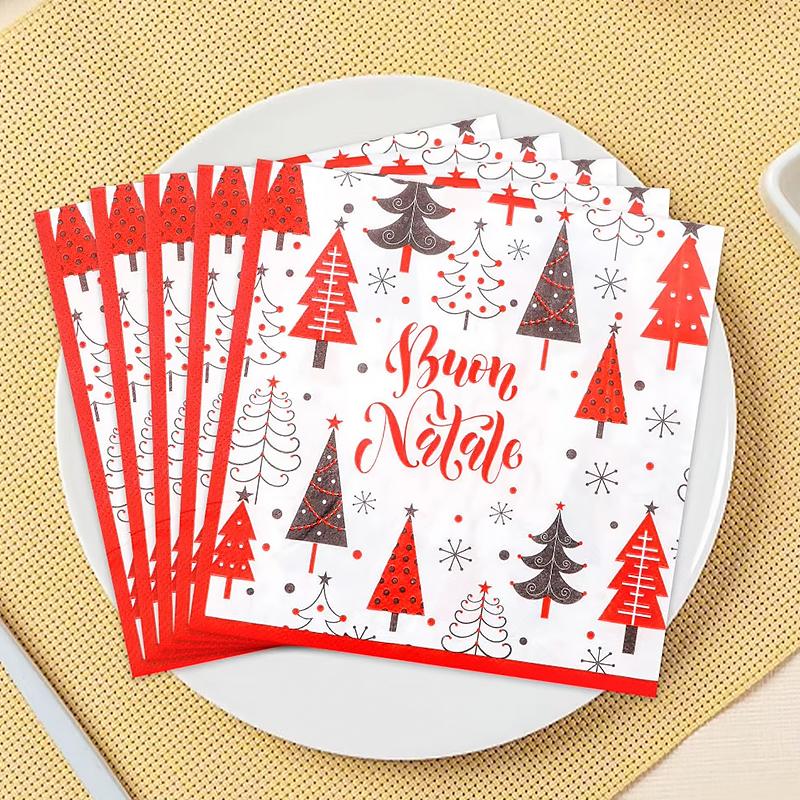 20PCS/Set Christmas Theme Christmas Party Supplies Disposable Tissues Restaurant Decorations Napkins Safe Christmas