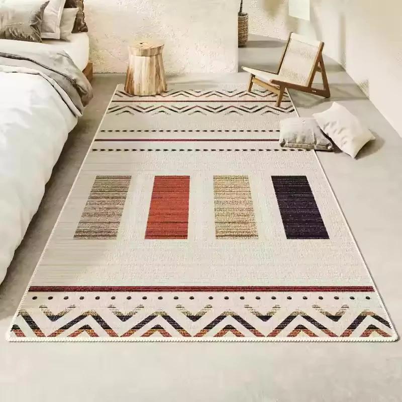 Bohemian Ins Style Black And White Gray Bedside Rug Living Room Bedroom Decorative Ethnic Style Premium Feeling Carpet
