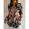 Spring and Autumn 3D Digital Print Women's Fashionable Collared Long Sleeve Casual Shirt