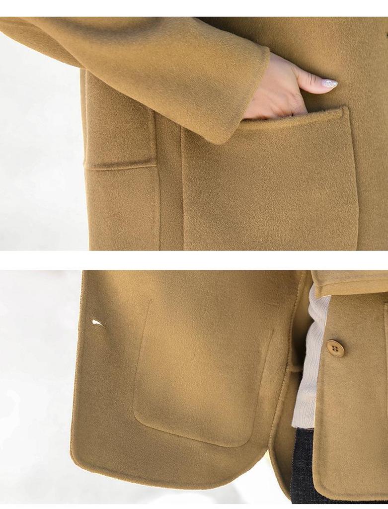 Qiao Yaying Autumn/Winter New Wool Coat for Middle-Aged Women – Solid Color, Large Size, Double-Sided, Short Style.