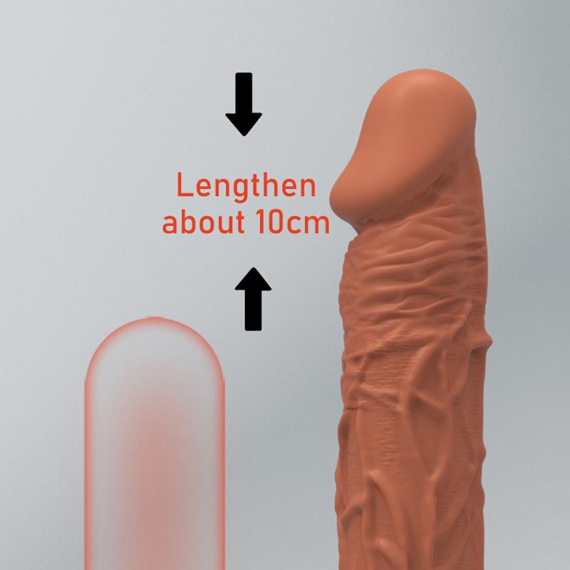 MELEON Realistické kondomy pro prodloužení penisu na penis Opakovaně použitelné silikonové kondomy pro zvětšení penisu pro muže, dildo Enhancer Sexy Toys