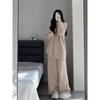 Korean Solid Color Coral Fleece Women's Pajamas - Thick Plush Homewear Set for Autumn & Winter