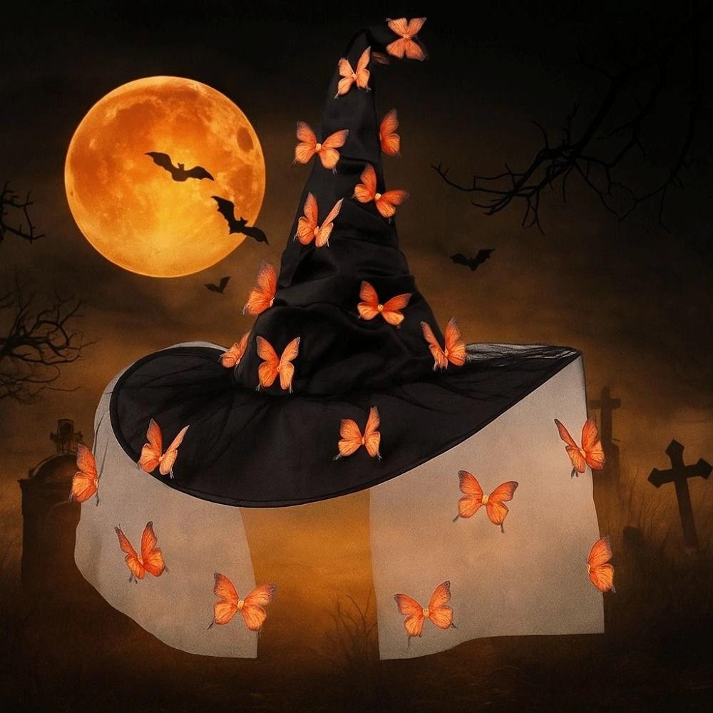 Colorful Halloween Witch Hat Party Props Halloween Cap with Veil  Halloween Party